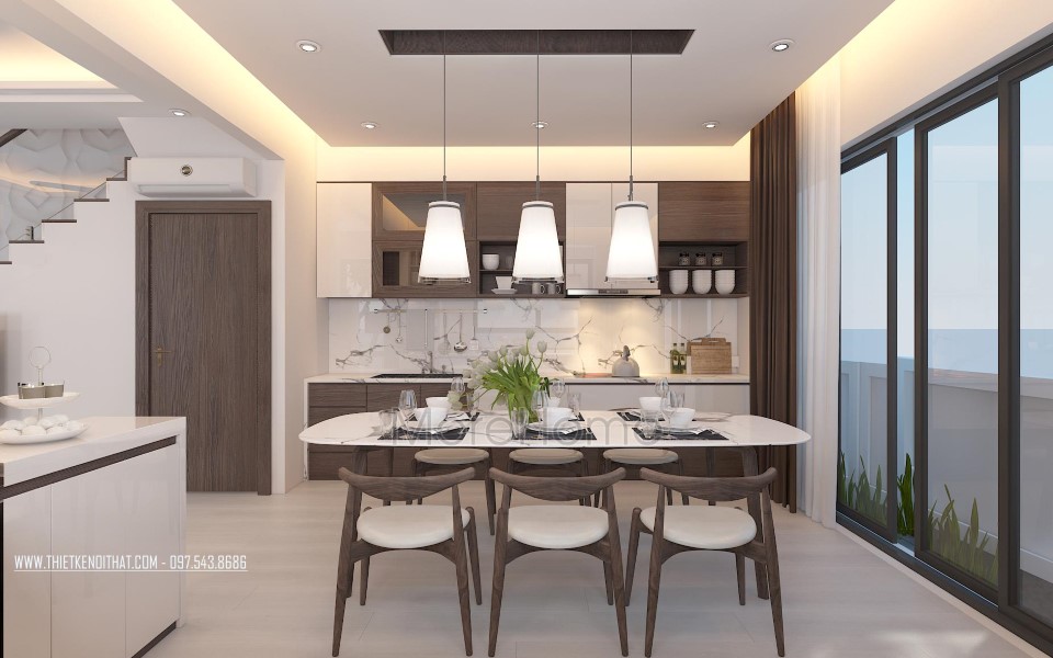 Thiết kế nội thất phòng ăn đậm phong cách hiện đại